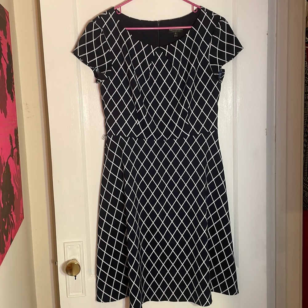 Navy and white dress